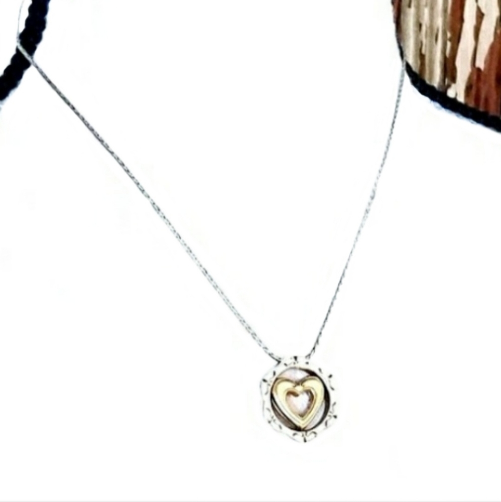 Brighton Silver Plated Reversible Heart Necklace
